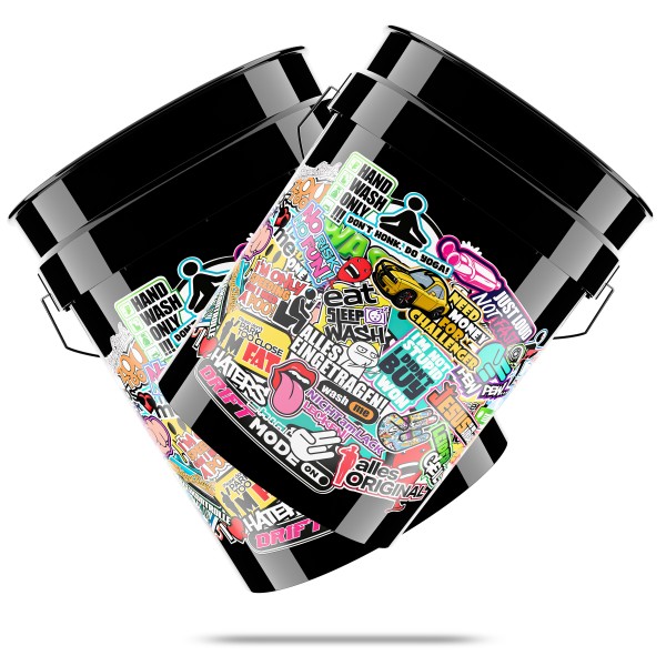 2x WASCHEIMER STICKERBOMB BLACK - 20L