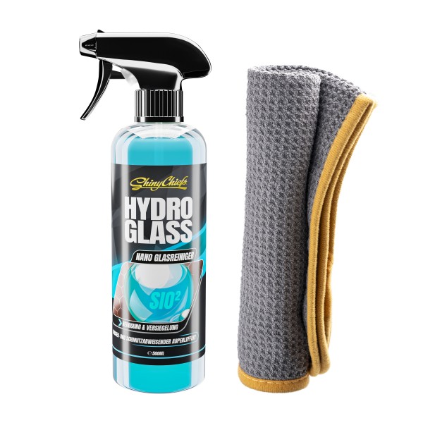 HYDRO GLASS - NANO SiO2 GLASREINIGER 500ml + WAFFLE TOWEL SET
