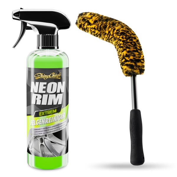 NEONRIM EXTREM Felgenreiniger 500ml + WHEELBRUSH MIKROFASER FELGENBÜRSTE FLEX