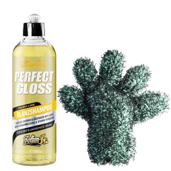 PERFECT WASH - GLANZSHAMPOO 500ml + FIVE FINGER FLEECY WASCHHANDSCHUH