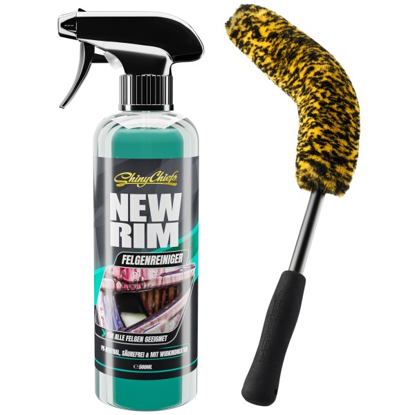 NEWRIM Felgenreiniger 500ml + WHEELBRUSH MIKROFASER FELGENBÜRSTE FLEX