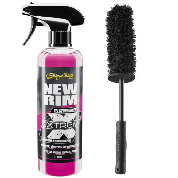 NEWRIM EXTREM - Felgenreiniger 500ml + WHEELBRUSH MIKROFASER FELGENBÜRSTE