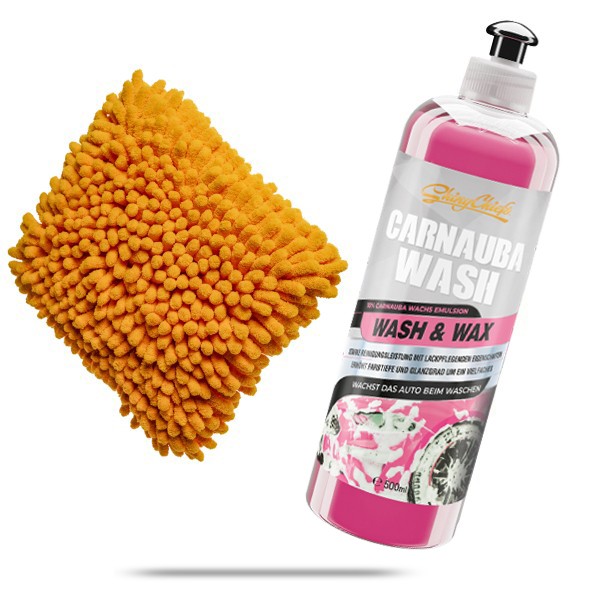 CARNAUBA WASH - WAX SHAMPOO PINK 500ml + BIG WORMY - XXL WASCHPAD SET