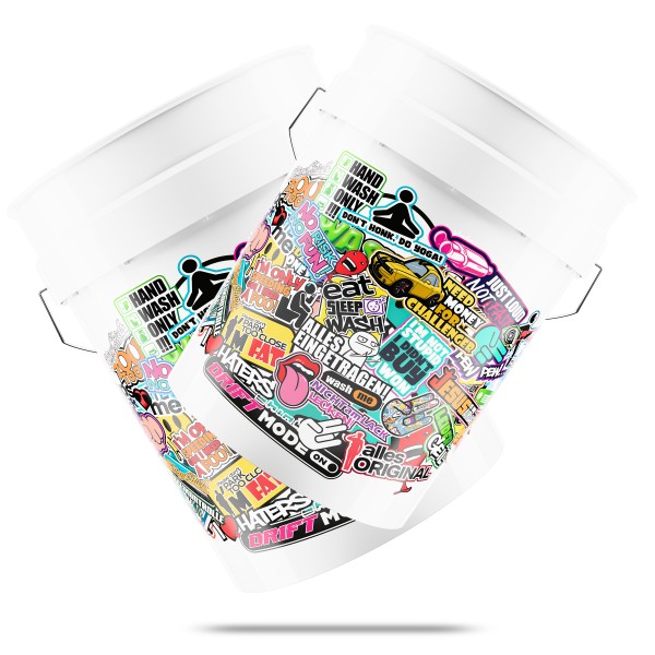 2x WASCHEIMER STICKERBOMB WEISS - 20L