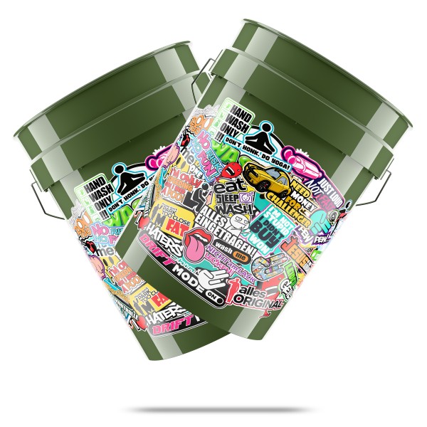 2x WASCHEIMER STICKERBOMB ARMY GREEN - 20L