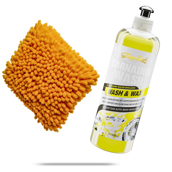 CARNAUBA WASH - WAX SHAMPOO 500ml + BIG WORMY - XXL WASCHPAD SET