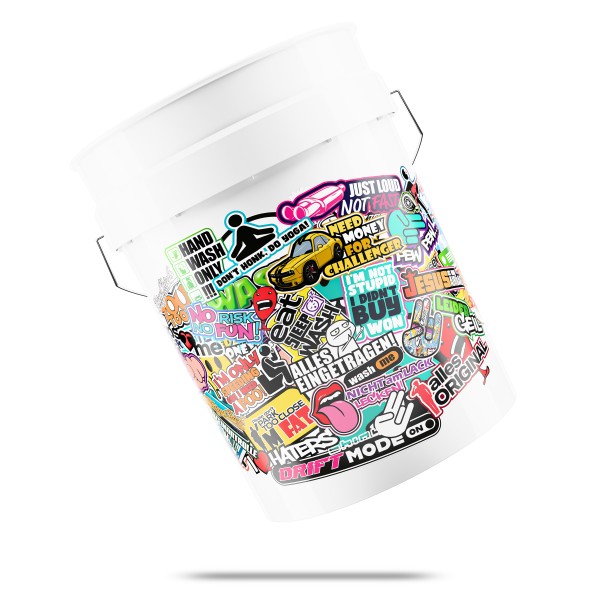 WASCHEIMER STICKERBOMB WEISS - 20L