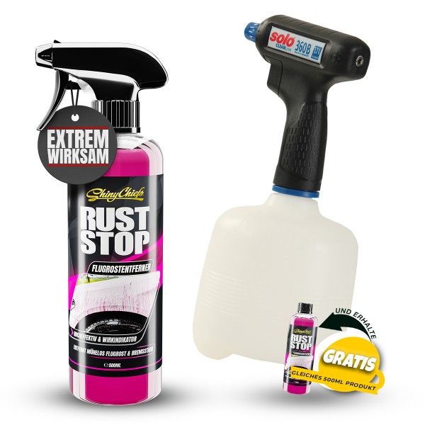 SOLO CLEANLine Akku-Handspritze 360 B 1L + RUST STOP - FLUGROSTENTFERNER 500ml