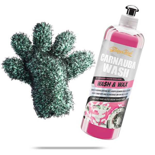 CARNAUBA WASH - WAX SHAMPOO PINK 500ml + FIVE FINGER FLEECY WASCHHANDSCHUH